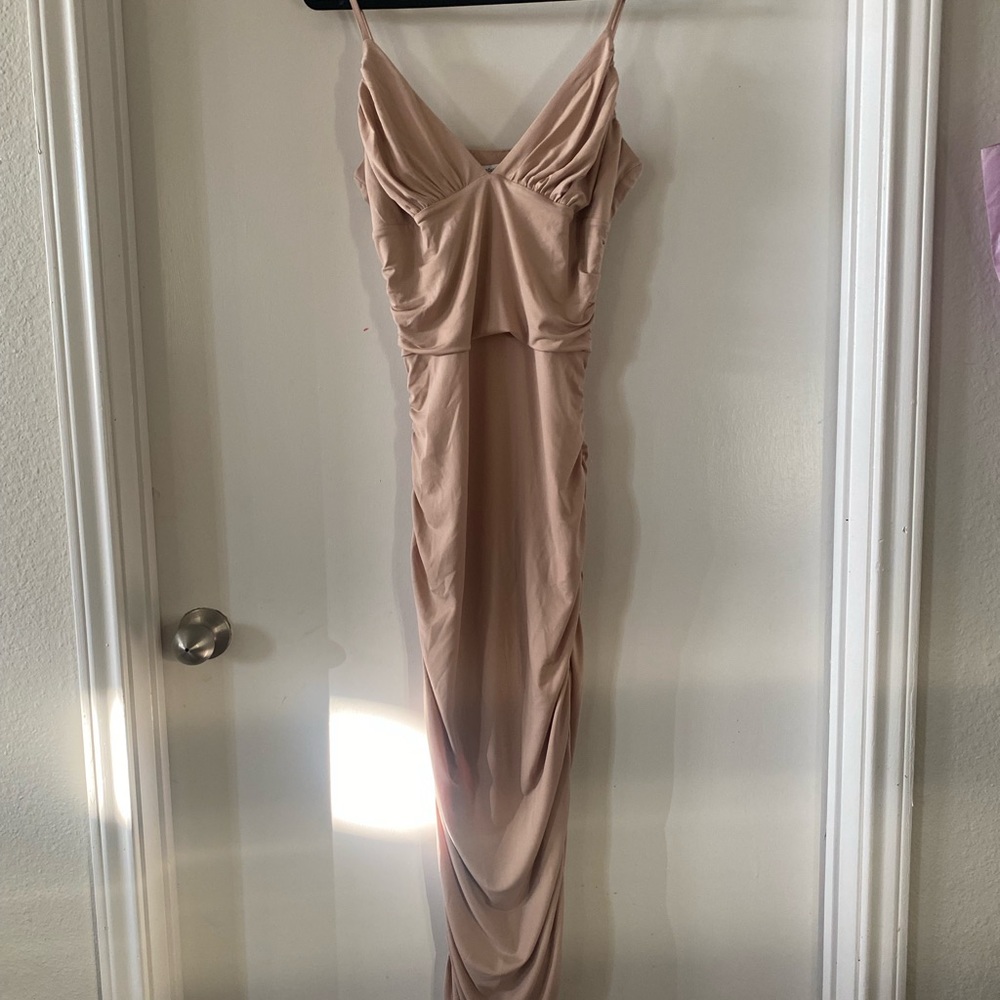 Nude A-Line Dress, 95% Polyester, 5% Spandex